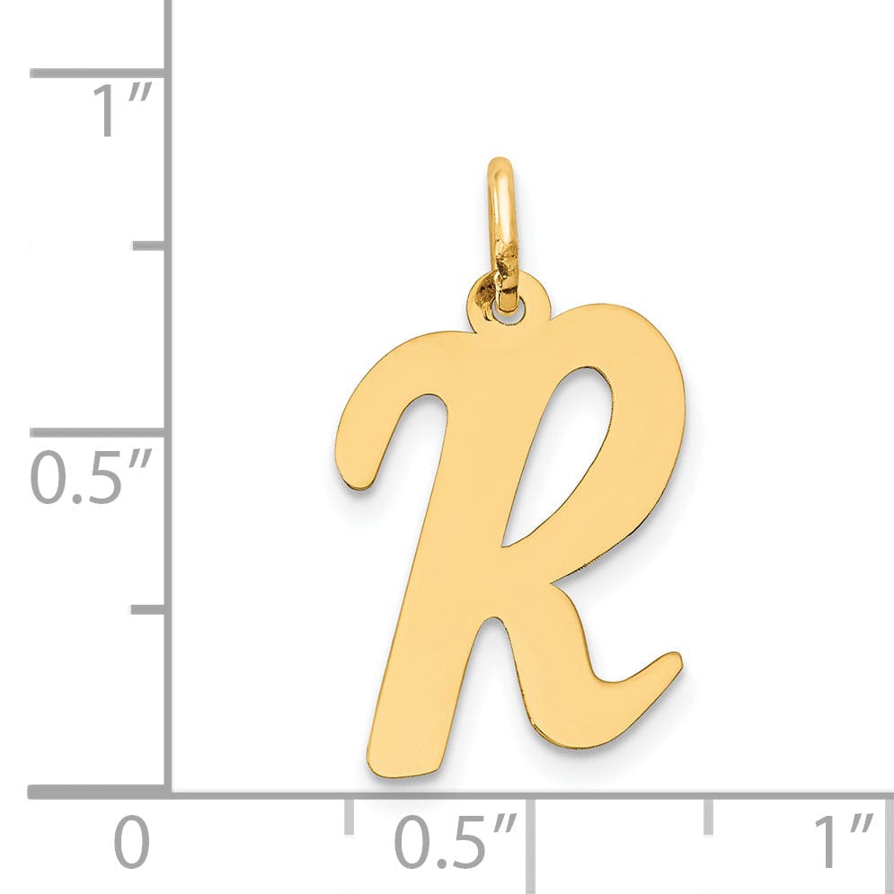 Lovely Rita's Pendants & Charms 14K Yellow Gold Large Size Fancy Script Letter R Initial Pendant