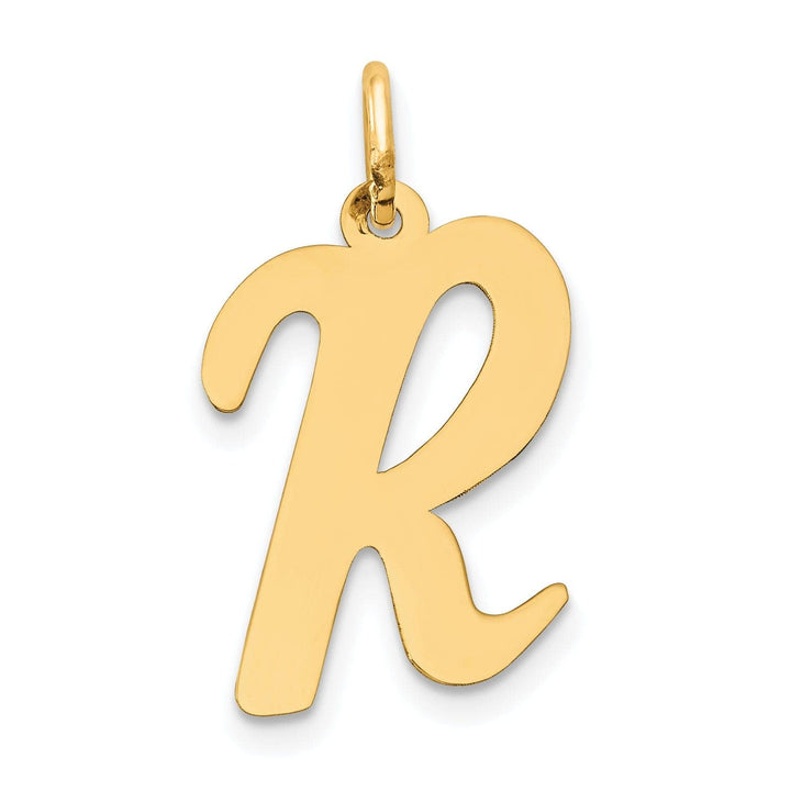 Lovely Rita's Pendants & Charms 14K Yellow Gold Large Size Fancy Script Letter R Initial Pendant