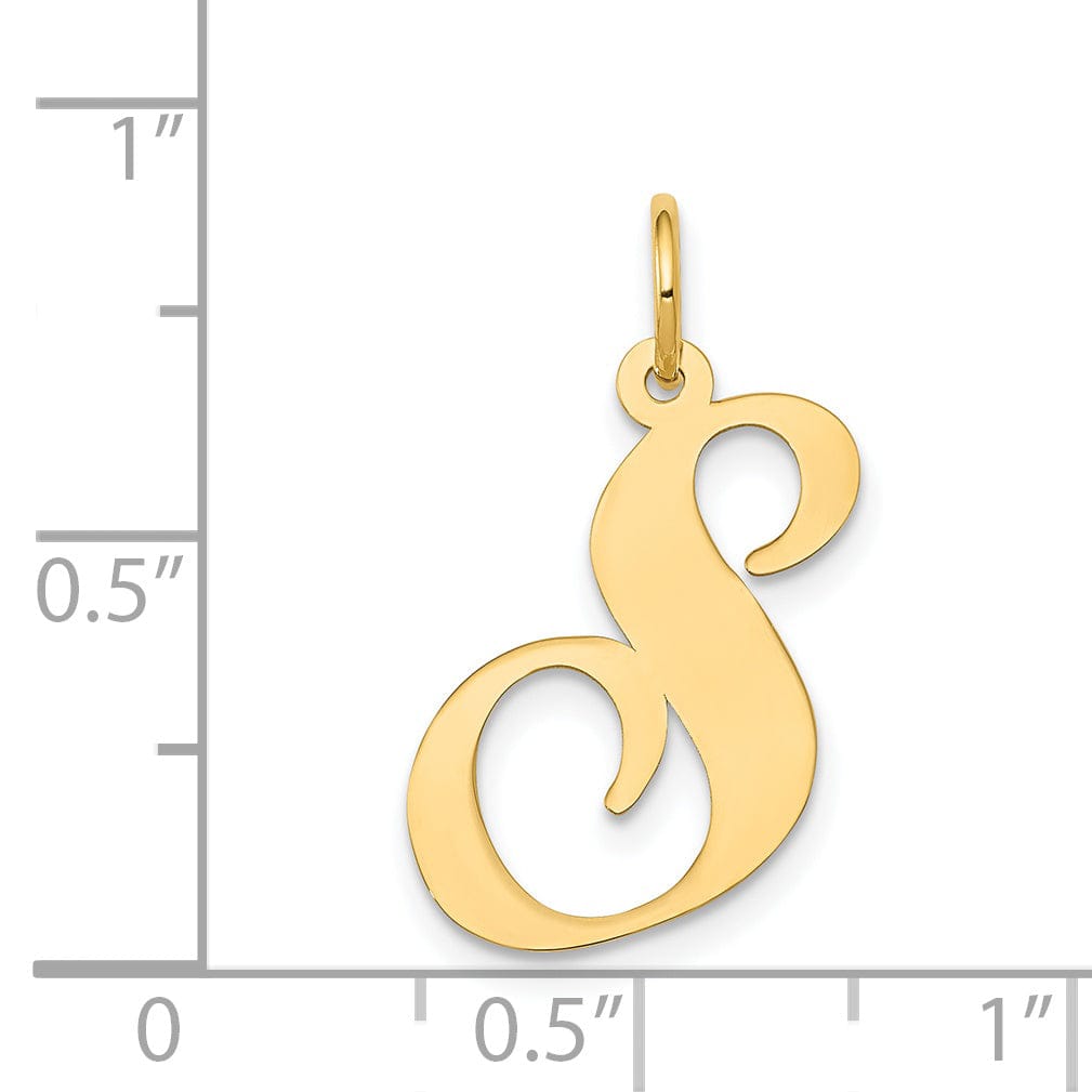 Lovely Rita's Pendants & Charms 14K Yellow Gold Large Size Fancy Script Letter S Initial Charm Pendant