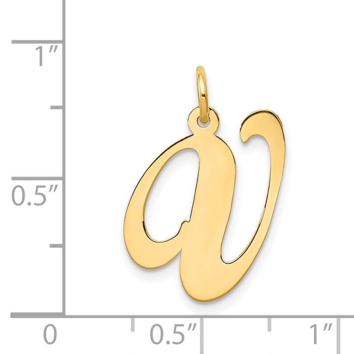 Lovely Rita's Pendants & Charms 14K Yellow Gold Large Size Fancy Script Letter V Initial Charm Pendant