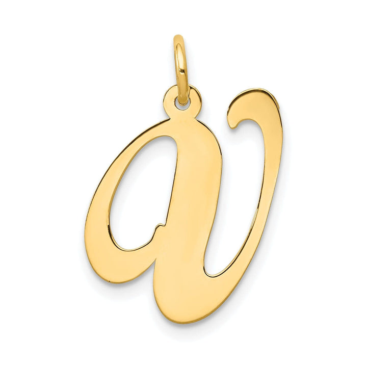 Lovely Rita's Pendants & Charms 14K Yellow Gold Large Size Fancy Script Letter V Initial Charm Pendant