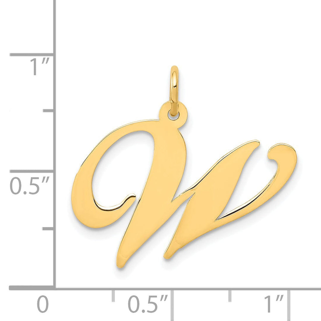 Lovely Rita's Pendants & Charms 14K Yellow Gold Large Size Fancy Script Letter W Initial Charm Pendant