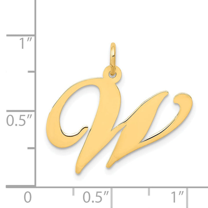 Lovely Rita's Pendants & Charms 14K Yellow Gold Large Size Fancy Script Letter W Initial Charm Pendant