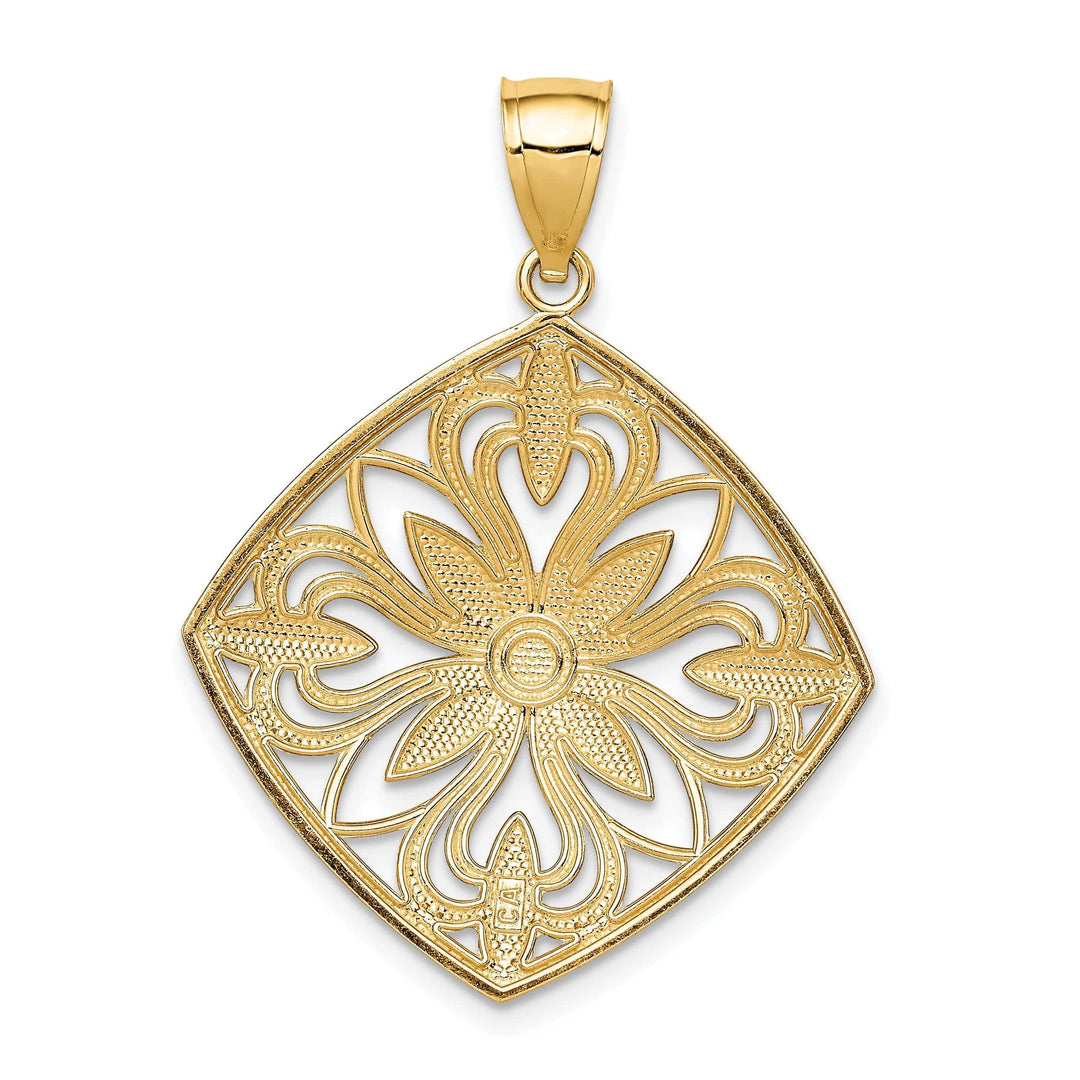 Lovely Rita's Pendants & Charms 14k Yellow Gold Large Size Fancy Square Design Pendant