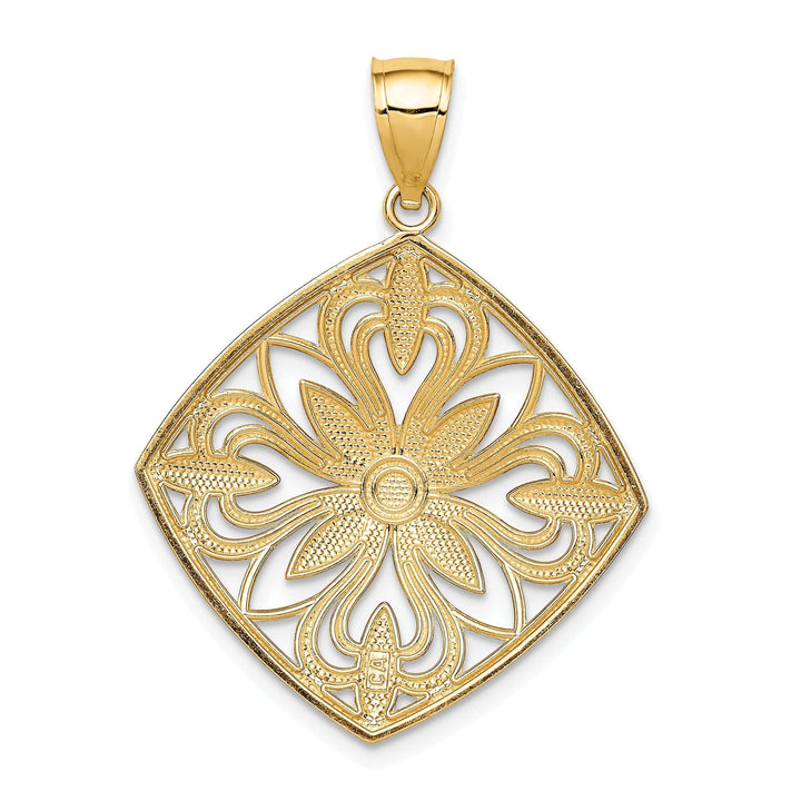 Lovely Rita's Pendants & Charms 14k Yellow Gold Large Size Fancy Square Design Pendant