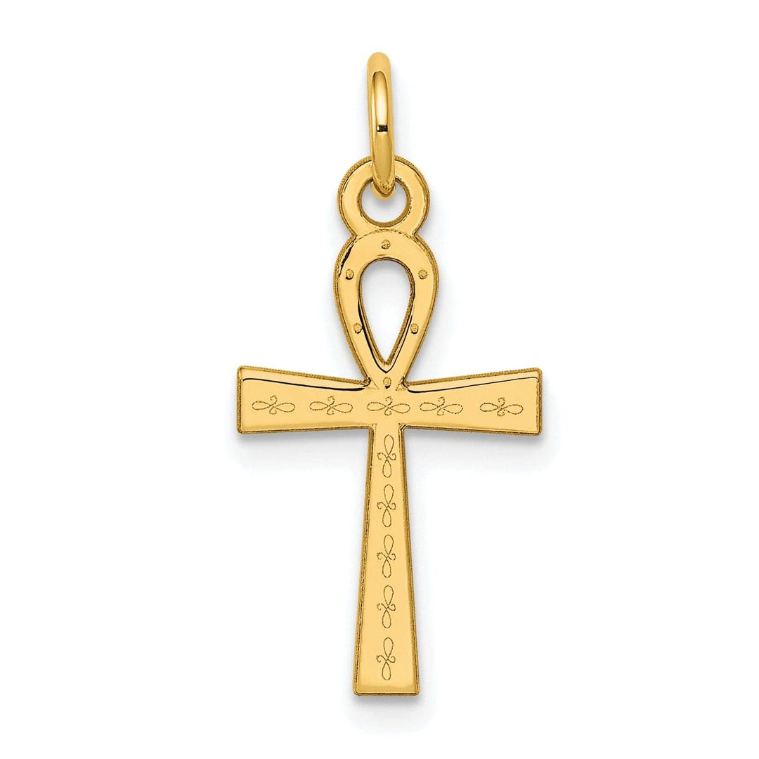 Lovely Rita's Pendants & Charms 14k Yellow Gold Laser Designed Ankh Cross Pendant