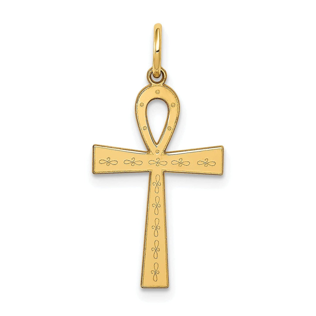 Lovely Rita's Pendants & Charms 14k Yellow Gold Laser Designed Ankh Cross Pendant
