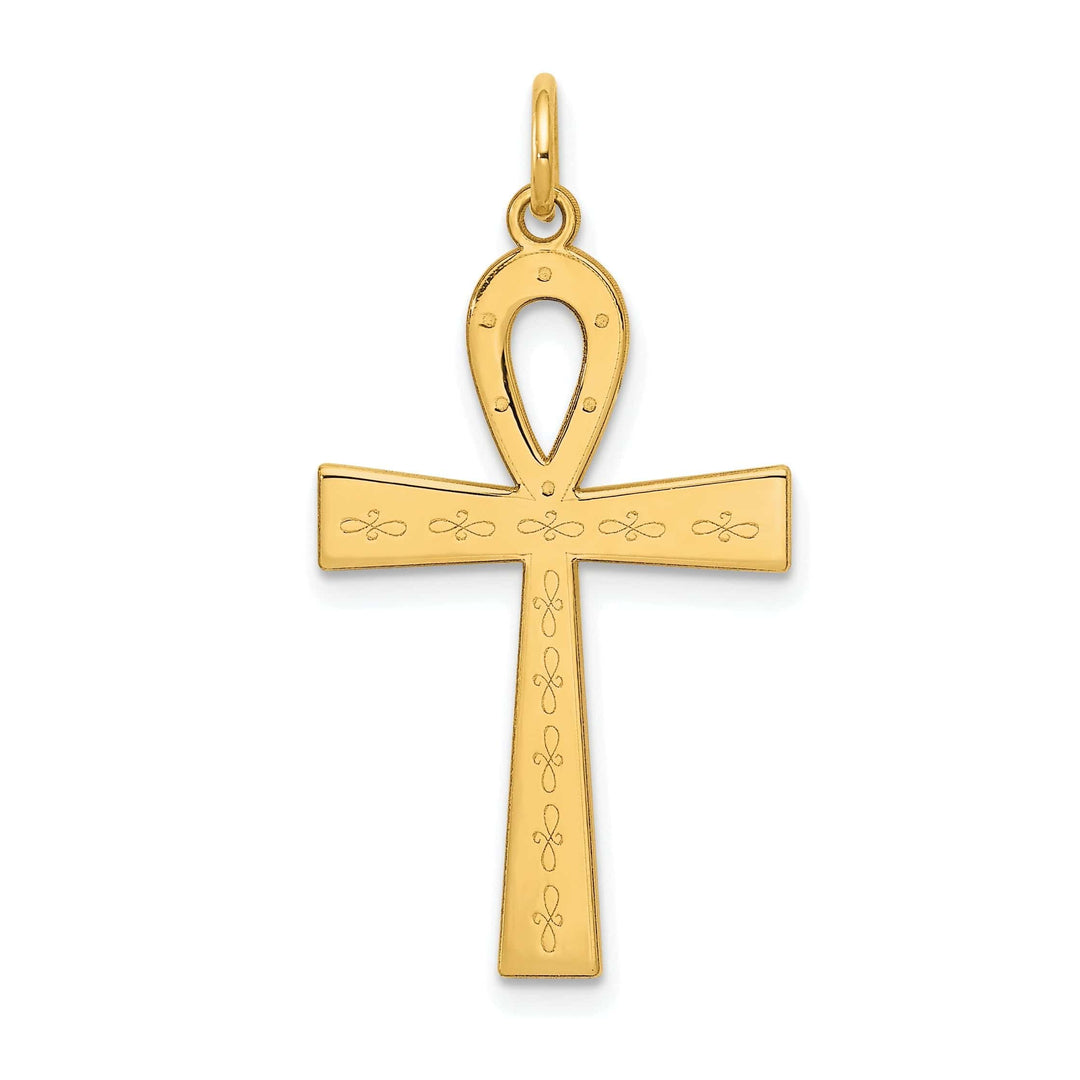Lovely Rita's Pendants & Charms 14k Yellow Gold Laser Designed Ankh Cross Pendant