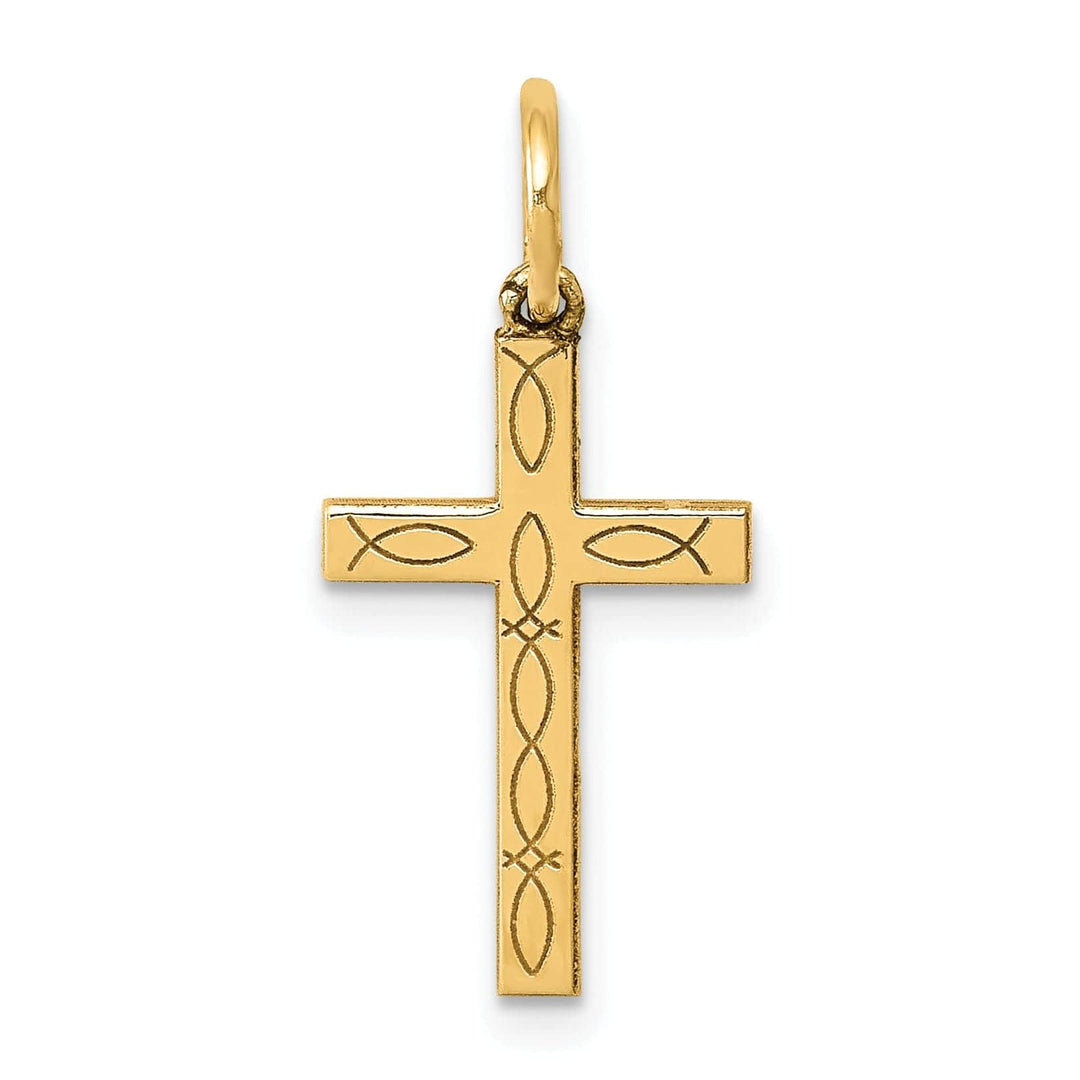 Lovely Rita's Pendants & Charms 14k Yellow Gold Laser Designed Cross Pendant
