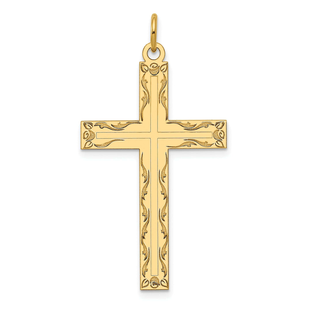 Lovely Rita's Pendants & Charms 14k Yellow Gold Laser Designed Cross Pendant