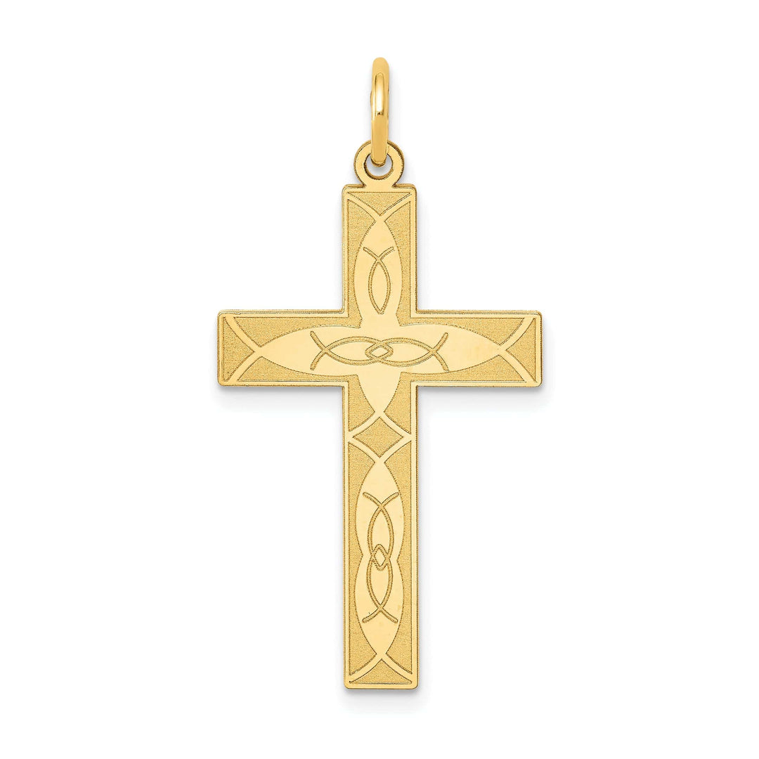 Lovely Rita's Pendants & Charms 14k Yellow Gold Laser Designed Cross Pendant