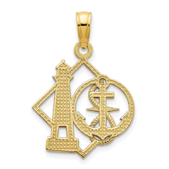 Lovely Rita's Pendants & Charms 14k Yellow Gold Lighthouse with Anchor and Rope Design Charm
