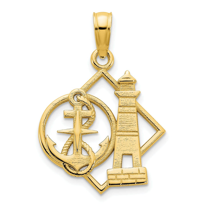 Lovely Rita's Pendants & Charms 14k Yellow Gold Lighthouse with Anchor and Rope Design Charm