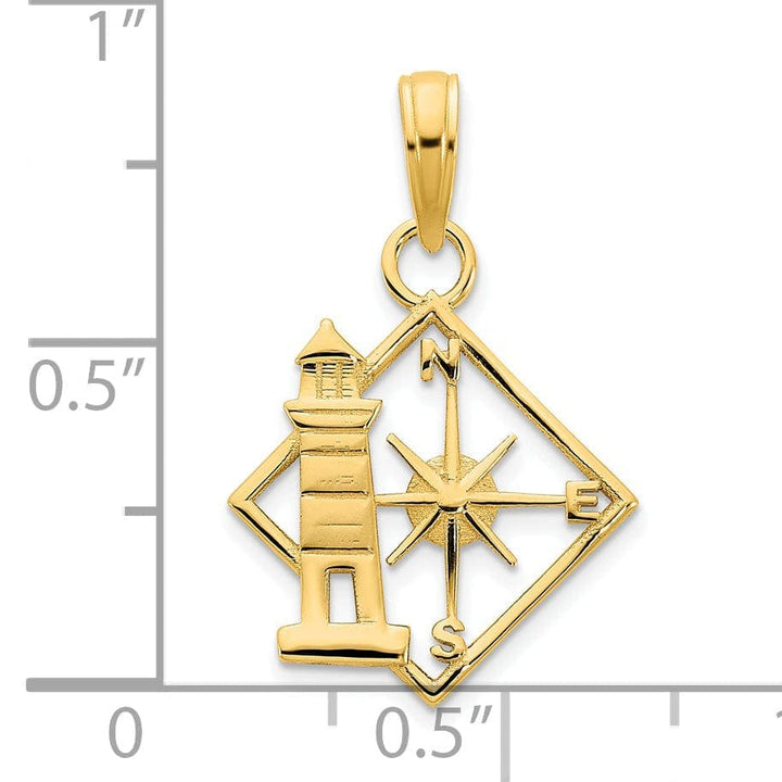 Lovely Rita's Pendants & Charms 14k Yellow Gold Lighthouse with Compass Design Charm