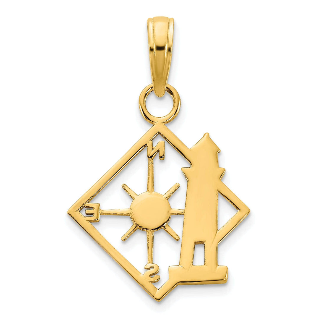 Lovely Rita's Pendants & Charms 14k Yellow Gold Lighthouse with Compass Design Charm