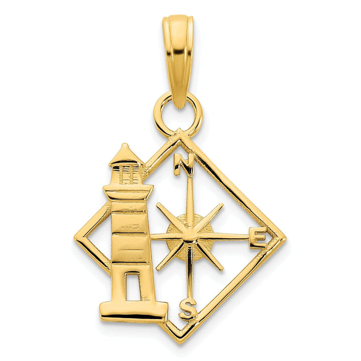 Lovely Rita's Pendants & Charms 14k Yellow Gold Lighthouse with Compass Design Charm