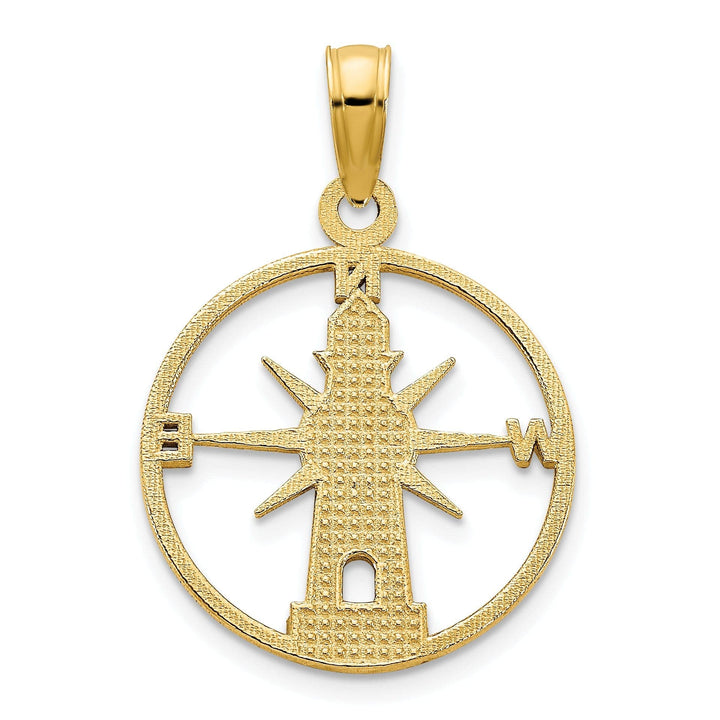 Lovely Rita's Pendants & Charms 14k Yellow Gold Lighthouse with Compass Round Design Charm