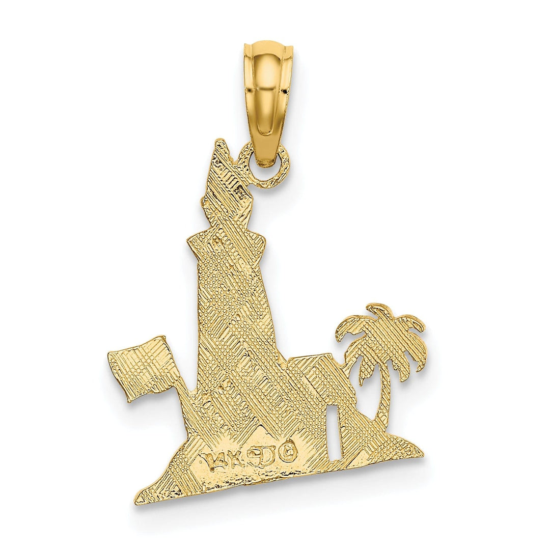 Lovely Rita's Pendants & Charms 14k Yellow Gold Lighthouse with Flag and Palm Tree Design Charm