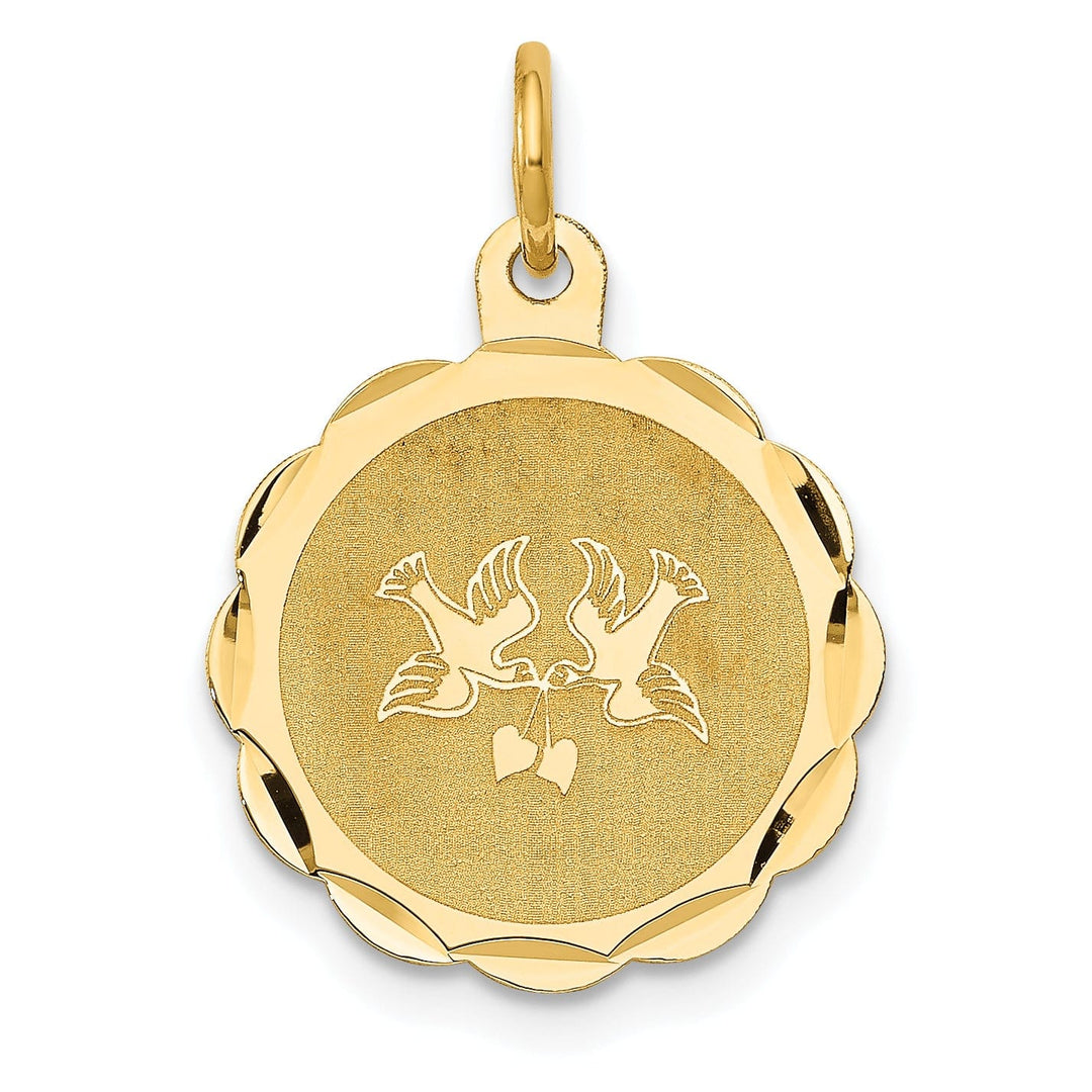 Lovely Rita's Pendants & Charms 14k Yellow Gold Love Birds Disc Charm Pendant