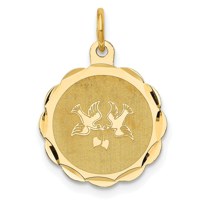 Lovely Rita's Pendants & Charms 14k Yellow Gold Love Birds Disc Charm Pendant