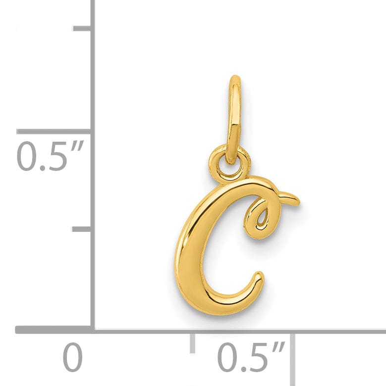 Lovely Rita's Pendants & Charms 14K Yellow Gold Lower Case Script Letter C Initial Pendant