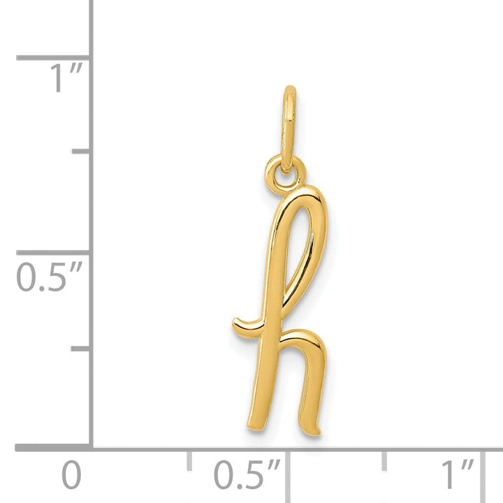 Lovely Rita's Pendants & Charms 14K Yellow Gold Lower Case Script Letter H Initial Pendant