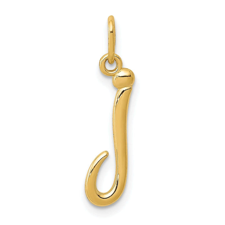 Lovely Rita's Pendants & Charms 14K Yellow Gold Lower Case Script Letter J Initial Pendant