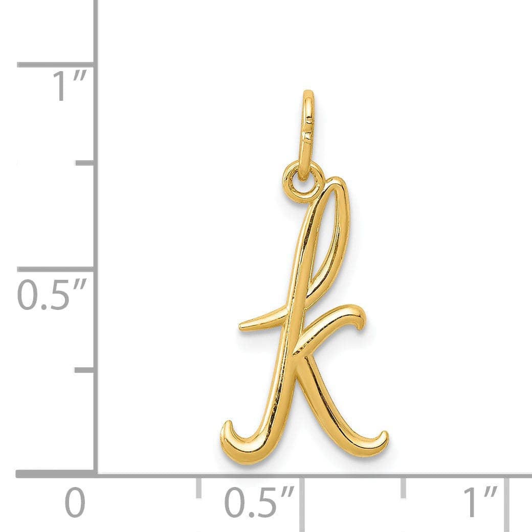 Lovely Rita's Pendants & Charms 14K Yellow Gold Lower Case Script Letter K Initial Pendant