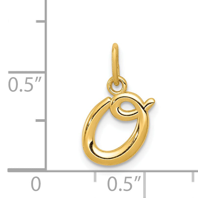 Lovely Rita's Pendants & Charms 14K Yellow Gold Lower Case Script Letter O Initial Pendant