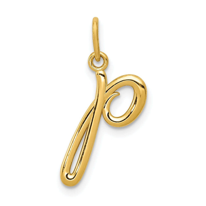 Lovely Rita's Pendants & Charms 14K Yellow Gold Lower Case Script Letter P  Initial Pendant