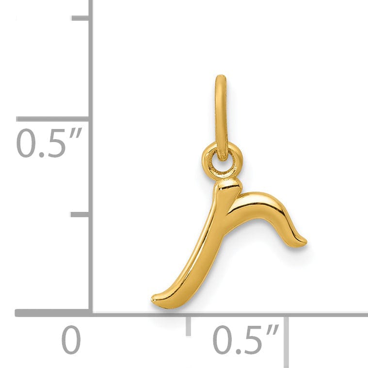 Lovely Rita's Pendants & Charms 14K Yellow Gold Lower Case Script Letter R Initial Pendant