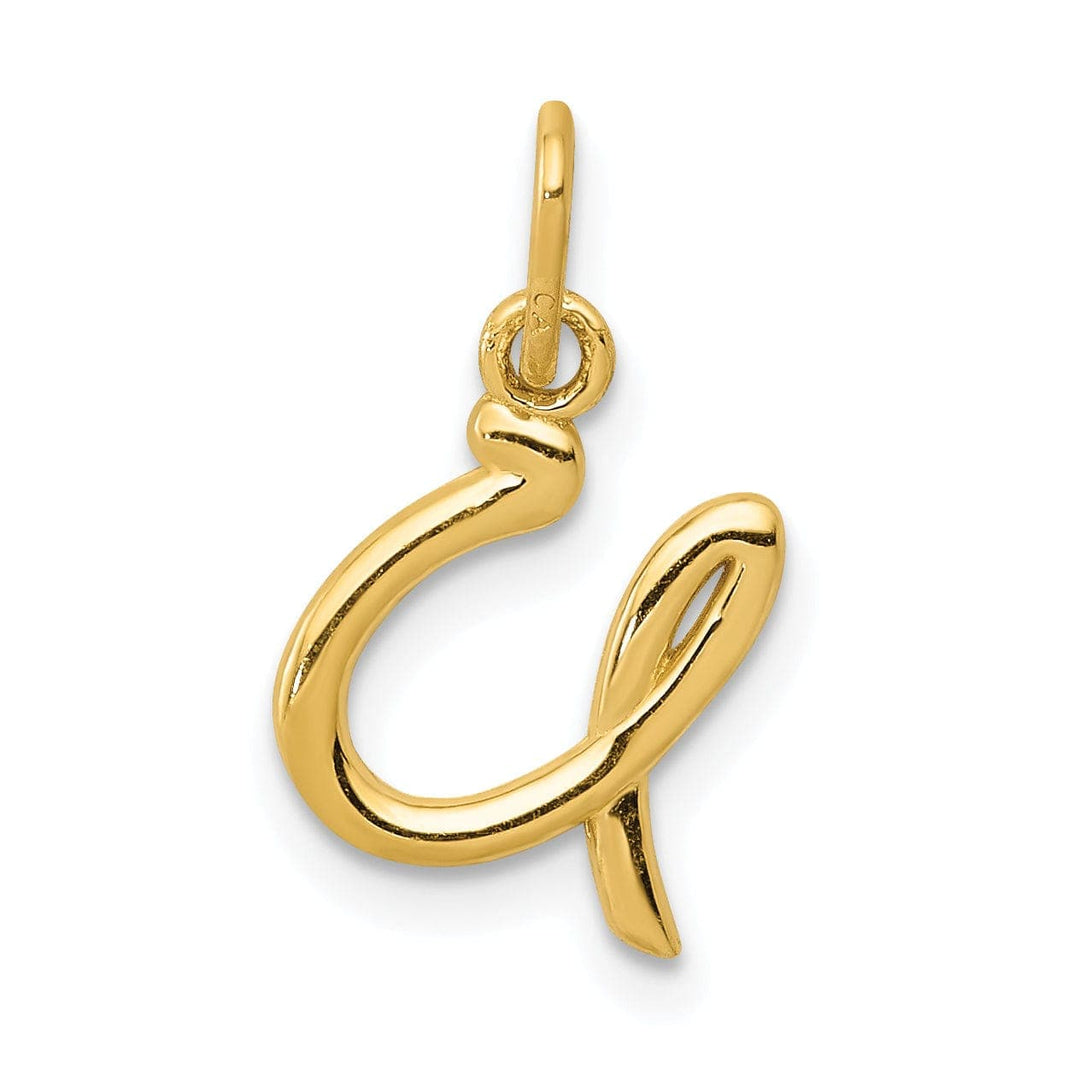 Lovely Rita's Pendants & Charms 14K Yellow Gold Lower Case Script Letter U Initial Pendant
