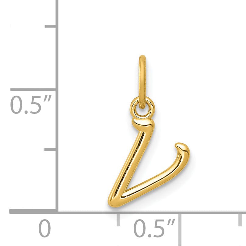 Lovely Rita's Pendants & Charms 14K Yellow Gold Lower Case Script Letter V Initial Pendant