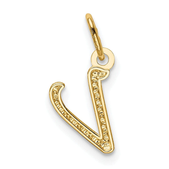 Lovely Rita's Pendants & Charms 14K Yellow Gold Lower Case Script Letter V Initial Pendant