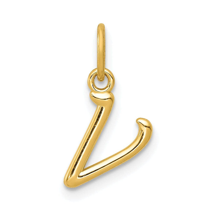 Lovely Rita's Pendants & Charms 14K Yellow Gold Lower Case Script Letter V Initial Pendant