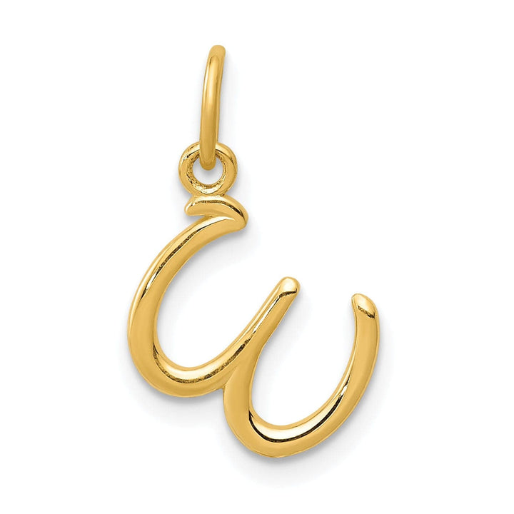 Lovely Rita's Pendants & Charms 14K Yellow Gold Lower Case Script Letter W Initial Pendant