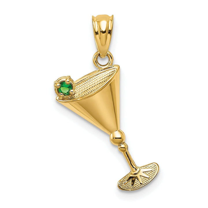 Lovely Rita's Pendants & Charms 14k Yellow Gold Martini Glass Green Olive Charm
