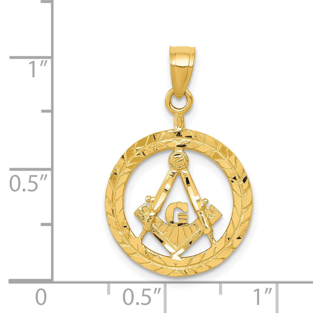 Lovely Rita's Pendants & Charms 14k Yellow Gold Masonic Symbol Wreath Pendant
