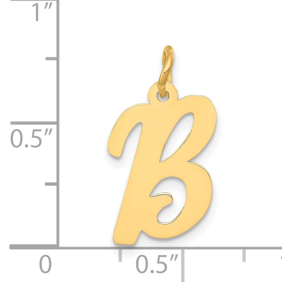 Lovely Rita's Pendants & Charms 14K Yellow Gold Medium Size Fancy Script Design Letter B Initial Pendant