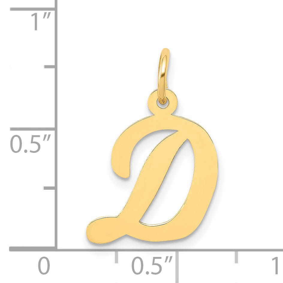 Lovely Rita's Pendants & Charms 14K Yellow Gold Medium Size Fancy Script Design Letter D Initial Pendant