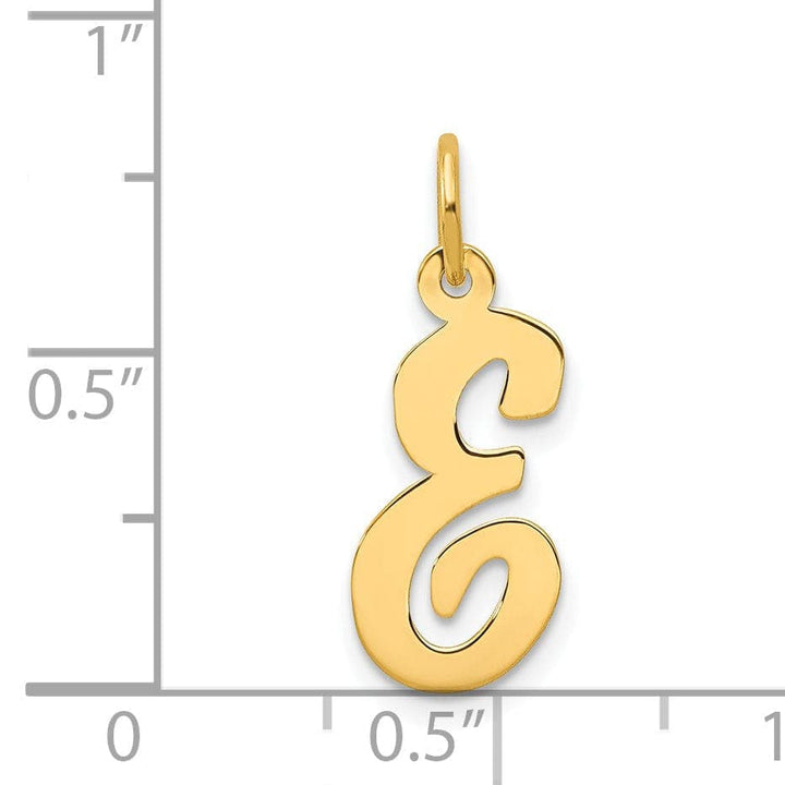 Lovely Rita's Pendants & Charms 14K Yellow Gold Medium Size Fancy Script Design Letter E Initial Pendant