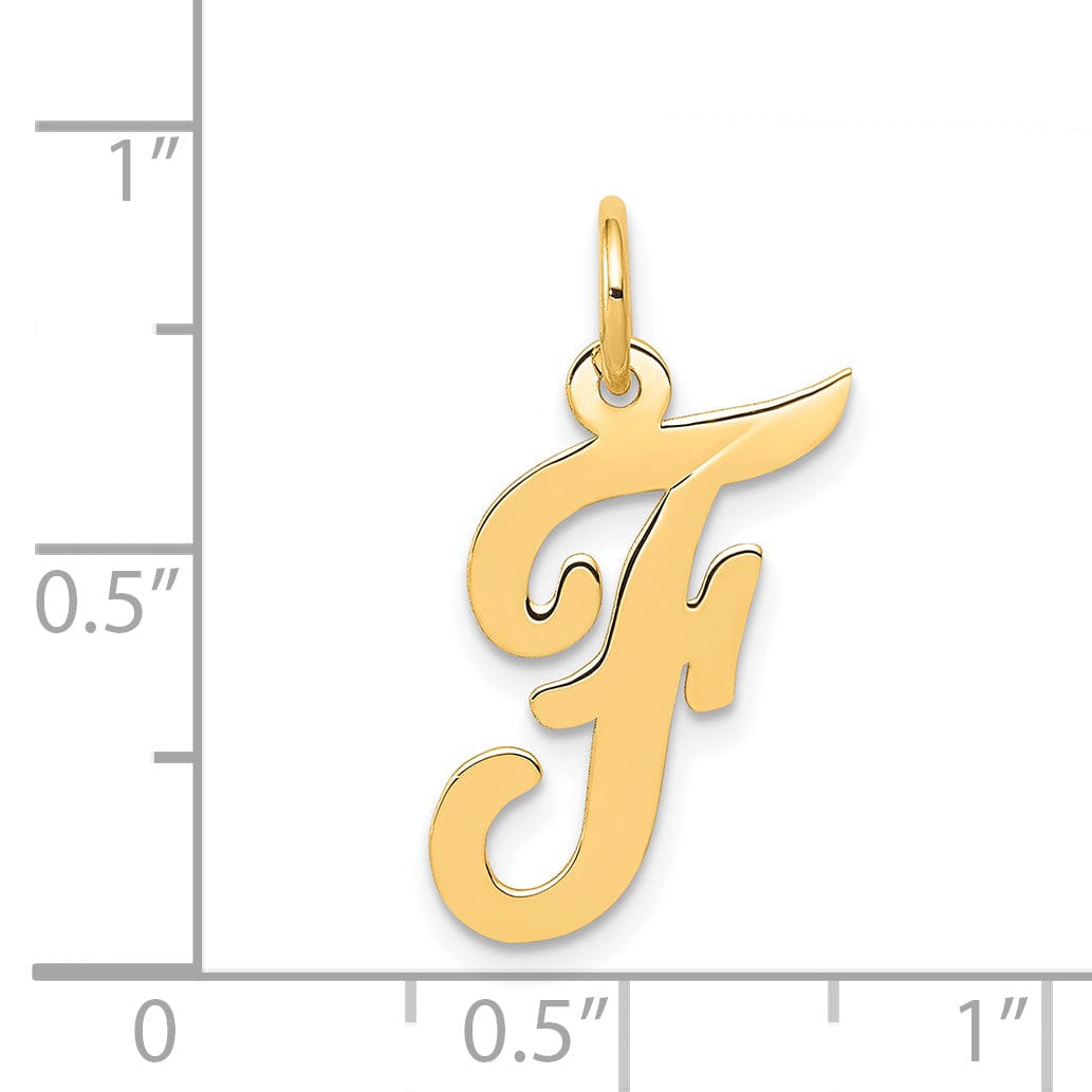 Lovely Rita's Pendants & Charms 14K Yellow Gold Medium Size Fancy Script Design Letter F Initial Pendant