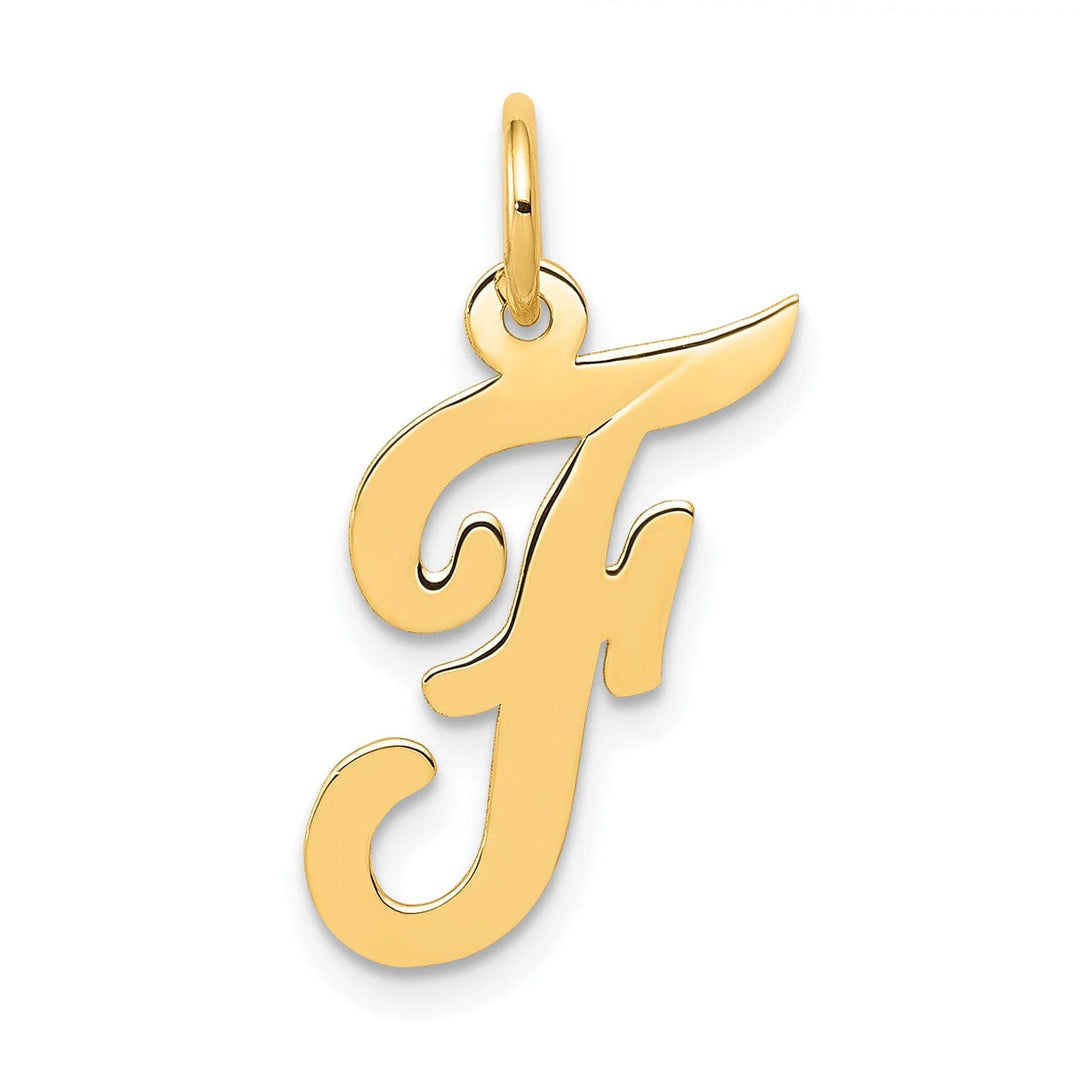 Lovely Rita's Pendants & Charms 14K Yellow Gold Medium Size Fancy Script Design Letter F Initial Pendant