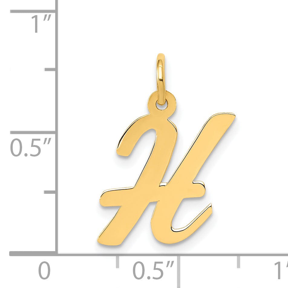 Lovely Rita's Pendants & Charms 14K Yellow Gold Medium Size Fancy Script Design Letter H Initial Pendant