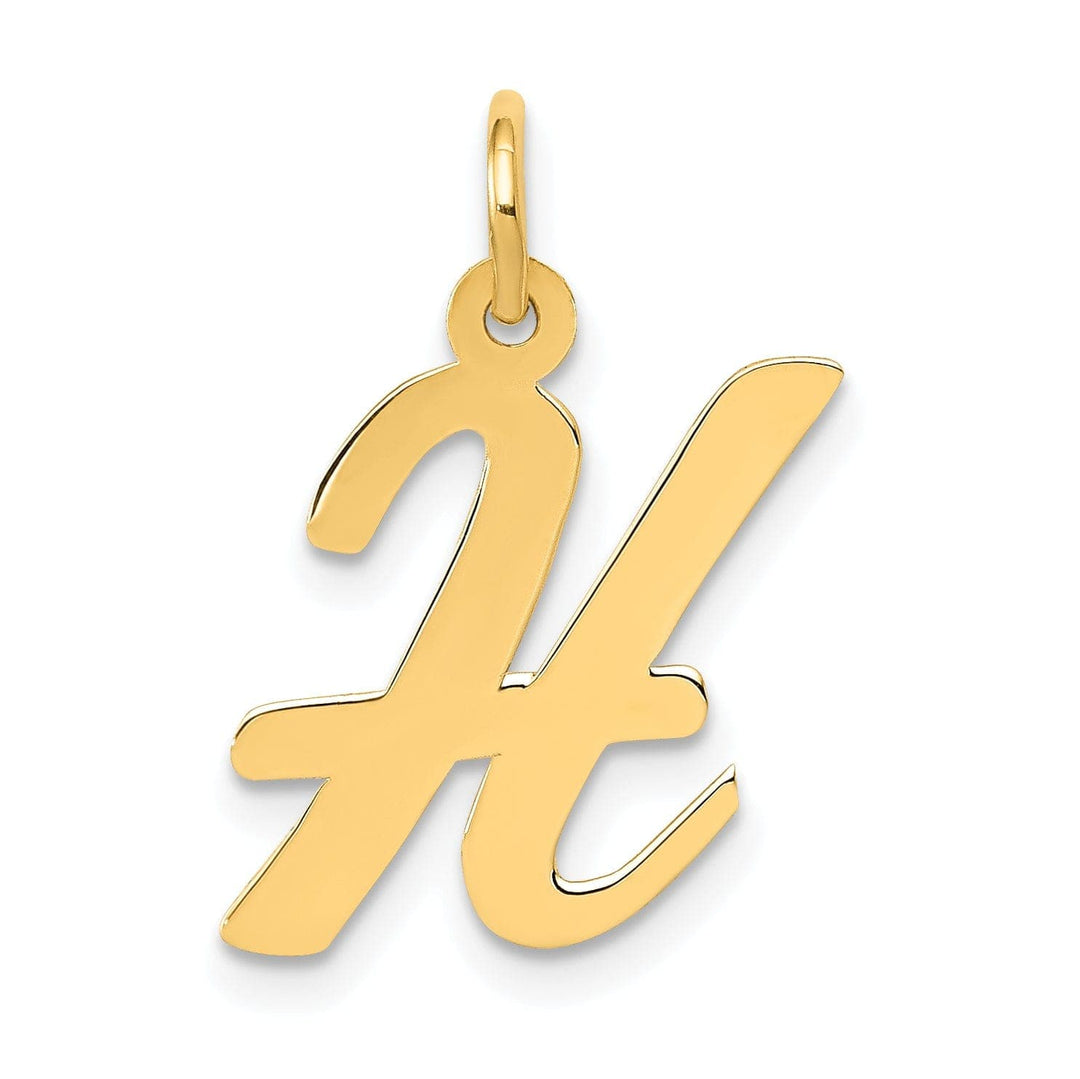 Lovely Rita's Pendants & Charms 14K Yellow Gold Medium Size Fancy Script Design Letter H Initial Pendant
