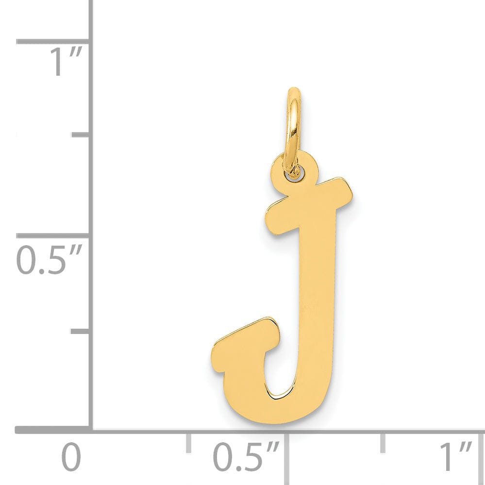 Lovely Rita's Pendants & Charms 14K Yellow Gold Medium Size Fancy Script Design Letter J Initial Pendant