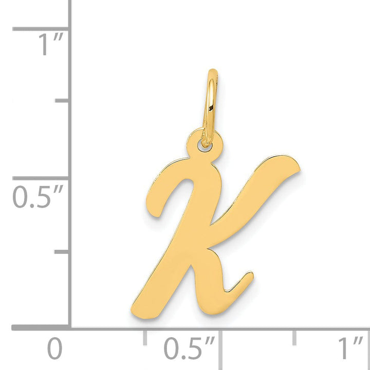 Lovely Rita's Pendants & Charms 14K Yellow Gold Medium Size Fancy Script Design Letter K Initial Pendant