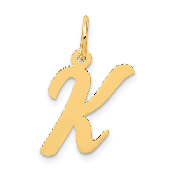 Lovely Rita's Pendants & Charms 14K Yellow Gold Medium Size Fancy Script Design Letter K Initial Pendant
