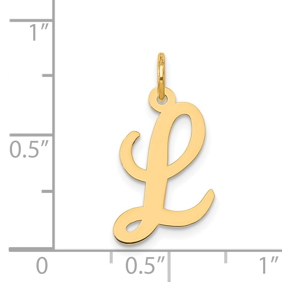 Lovely Rita's Pendants & Charms 14K Yellow Gold Medium Size Fancy Script Design Letter L Initial Pendant
