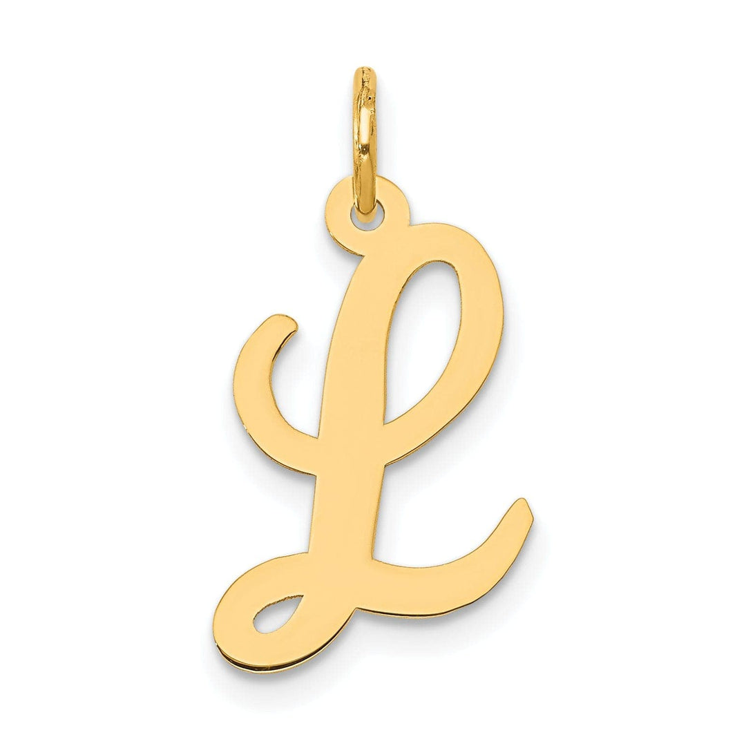Lovely Rita's Pendants & Charms 14K Yellow Gold Medium Size Fancy Script Design Letter L Initial Pendant